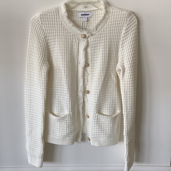 “Express” ivory, textured, embellished button sweater/blazer; size XS; NWOT - Picture 9 of 13